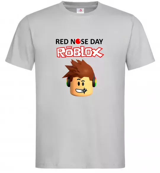 Чоловіча футболка Red nose day Roblox Сірий фото