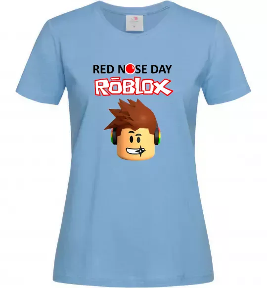 Женская футболка Red nose day Roblox Голубой фото