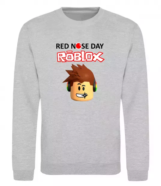 Свитшот Red nose day Roblox Серый меланж фото