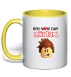 Чашка с цветной ручкой Red nose day Roblox Солнечно желтый Чашка с цветной ручкой Red nose day Roblox Солнечно желтый фото