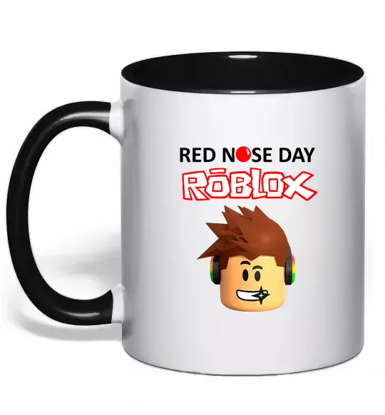 Чашка с цветной ручкой Red nose day Roblox Черный фото