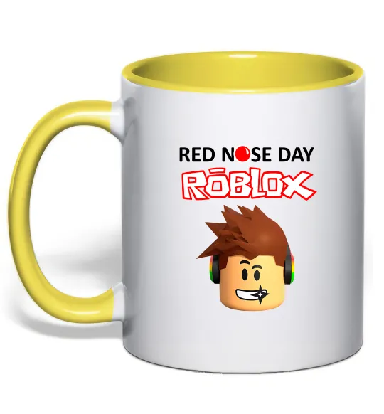 Чашка з кольоровою ручкою Red nose day Roblox Лимонний фото