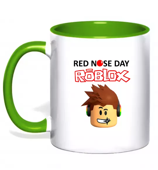 Чашка с цветной ручкой Red nose day Roblox Зеленый фото