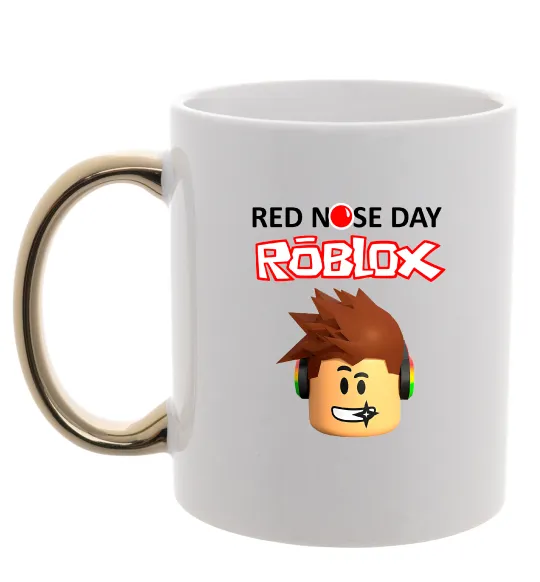 Чашка с цветной ручкой Red nose day Roblox Золото фото