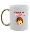 Чашка с цветной ручкой Red nose day Roblox Золото Чашка с цветной ручкой Red nose day Roblox Золото фото
