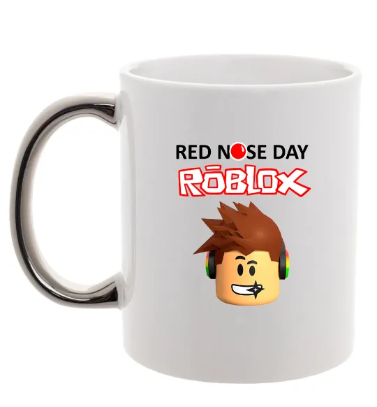 Чашка с цветной ручкой Red nose day Roblox Серебро фото