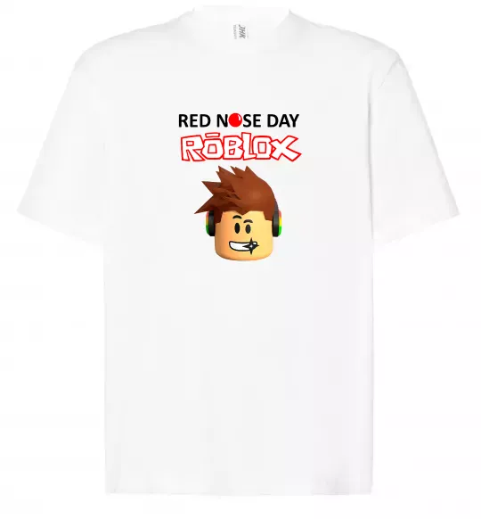 Футболка Оверсайз Red nose day Roblox Білий фото