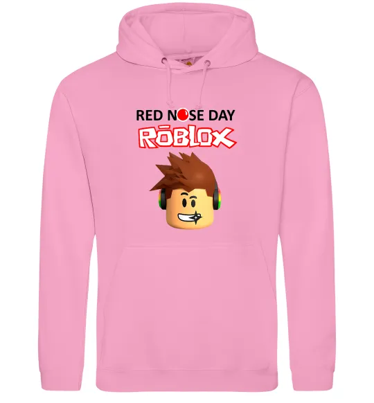 Мужская толстовка (худи) Red nose day Roblox Розовый фото