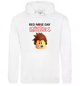 Мужская толстовка (худи) Red nose day Roblox Белый фото