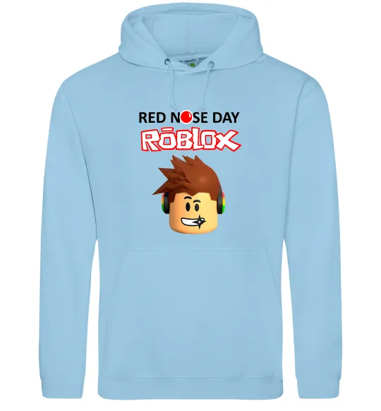 Мужская толстовка (худи) Red nose day Roblox Голубой фото