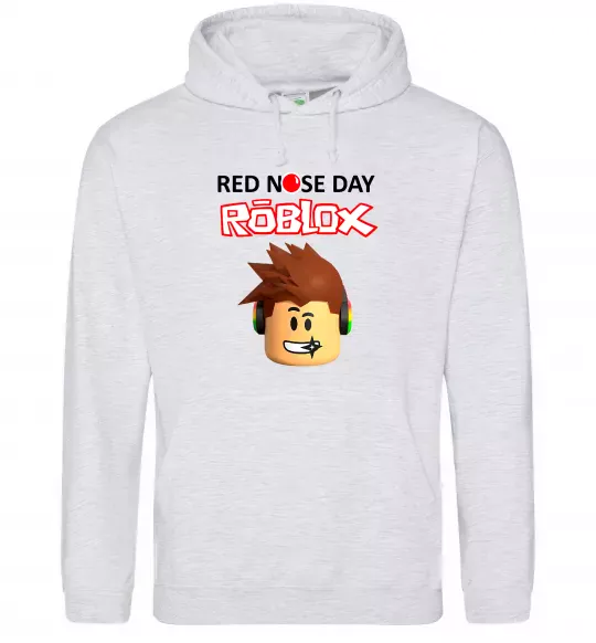 Женская толстовка (худи) Red nose day Roblox Серый меланж фото