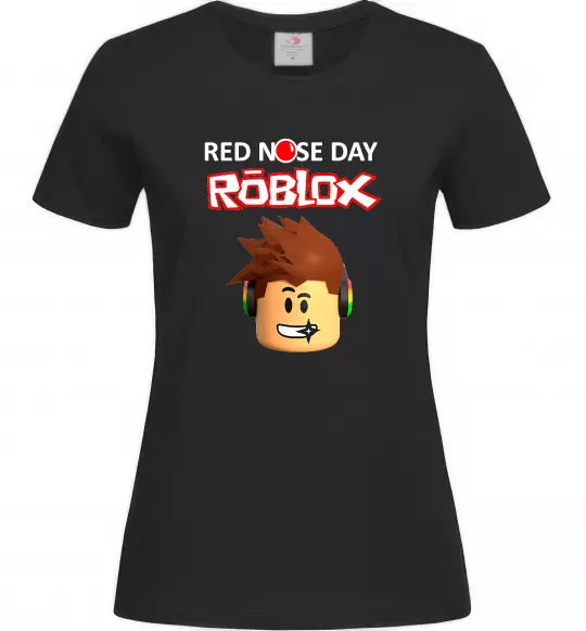 Женская футболка Red nose day Roblox Черный фото