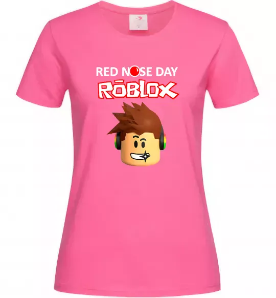 Женская футболка Red nose day Roblox Ярко-розовый фото