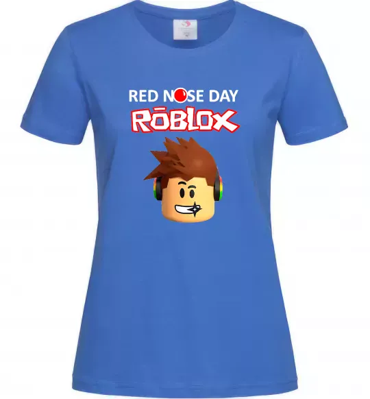 Женская футболка Red nose day Roblox Ярко-синий фото