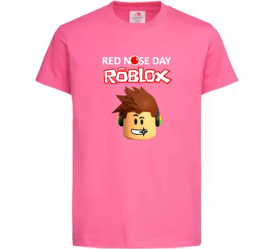 Детская футболка Red nose day Roblox Ярко-розовый фото