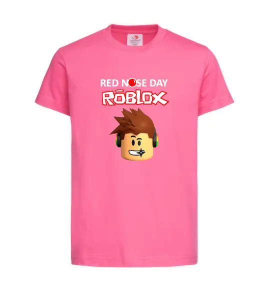 Дитяча футболка Red nose day Roblox Яскраво-рожевий фото