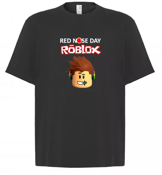 Футболка Оверсайз Red nose day Roblox Чорний фото