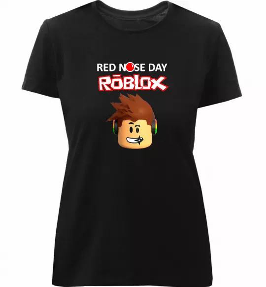 Женская премиум футболка Red nose day Roblox Черный фото