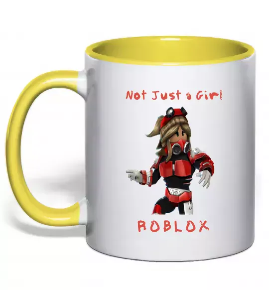 Чашка з кольоровою ручкою Not just a girl Сонячно жовтий фото