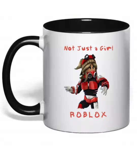 Чашка з кольоровою ручкою Not just a girl Чорний фото