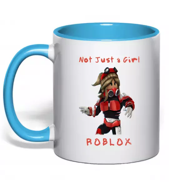 Чашка з кольоровою ручкою Not just a girl Блакитний фото