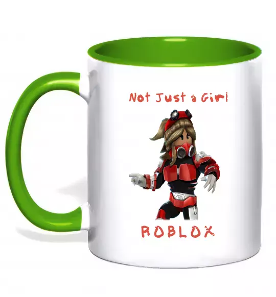 Чашка з кольоровою ручкою Not just a girl Зелений фото