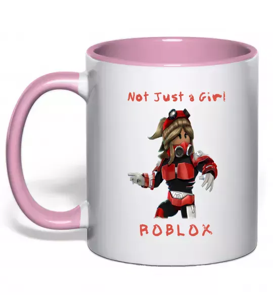 Чашка з кольоровою ручкою Not just a girl Ніжно рожевий фото