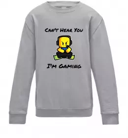 Детский Свитшот Can`t hear you Серый меланж фото
