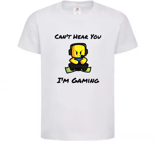 Дитяча футболка Can`t hear you Білий фото