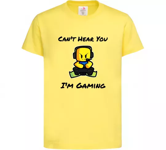 Дитяча футболка Can`t hear you Лимонний фото