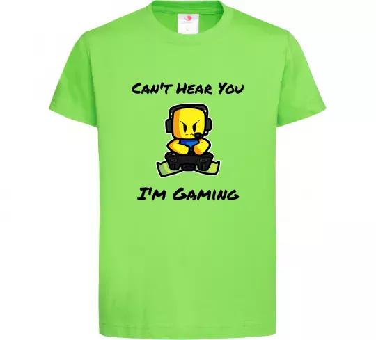 Дитяча футболка Can`t hear you Лаймовий фото