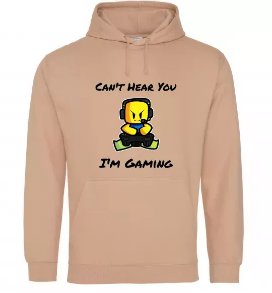 Чоловіча толстовка (худі) Can`t hear you Пісочний фото