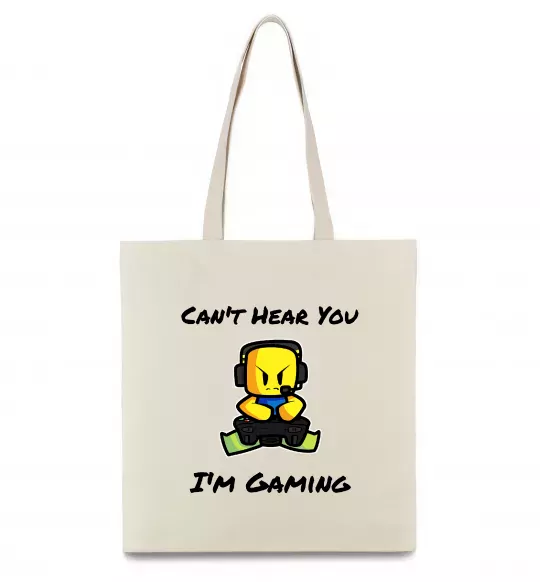 Еко-сумка Can`t hear you Бежевий фото