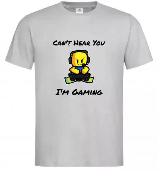 Чоловіча футболка Can`t hear you Сірий фото