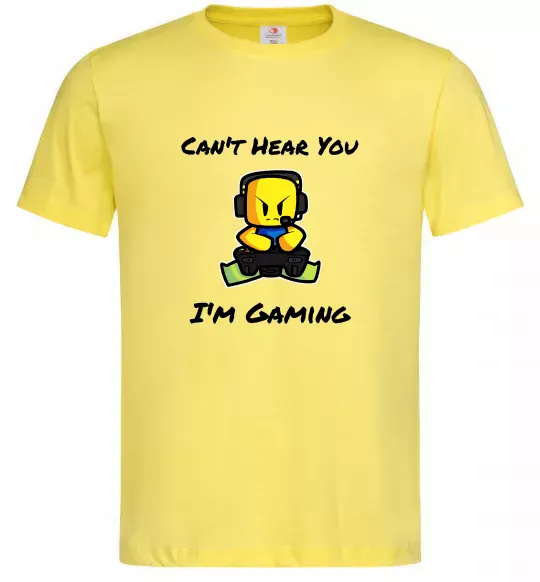 Чоловіча футболка Can`t hear you Лимонний фото