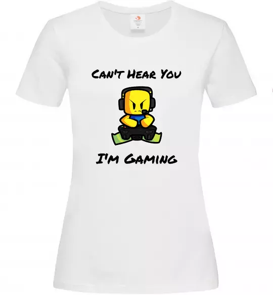 Женская футболка Can`t hear you Белый фото