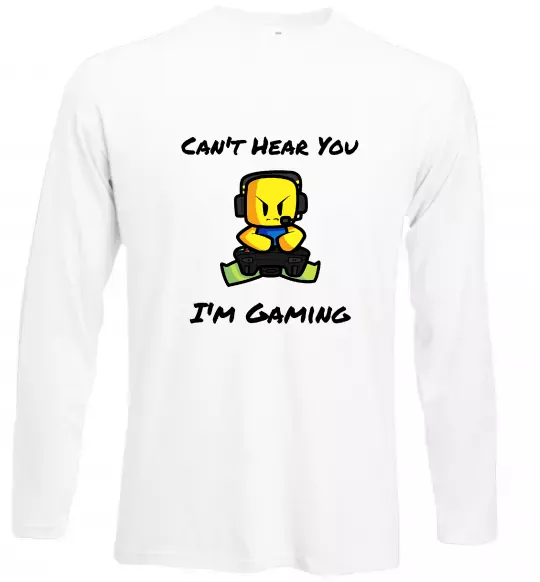 Лонгслив Can`t hear you Белый фото