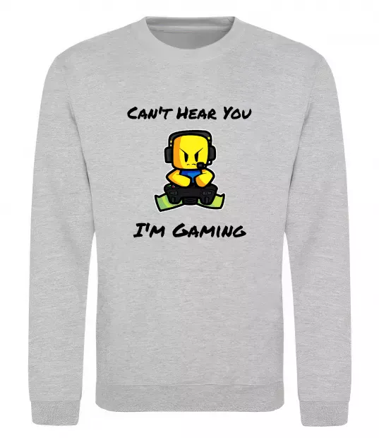 Свитшот Can`t hear you Серый меланж фото