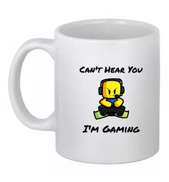 Чашка керамическая Can`t hear you Белый фото