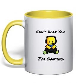 Чашка з кольоровою ручкою Can`t hear you