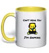Чашка с цветной ручкой Can`t hear you Солнечно желтый фото