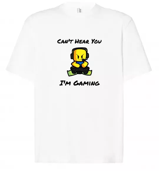 Футболка Оверсайз Can`t hear you Белый фото