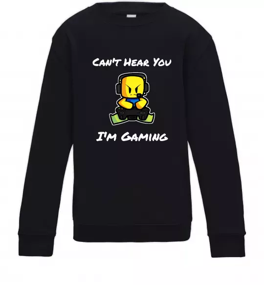 Дитячий світшот Can`t hear you Чорний фото