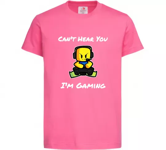 Дитяча футболка Can`t hear you Яскраво-рожевий фото