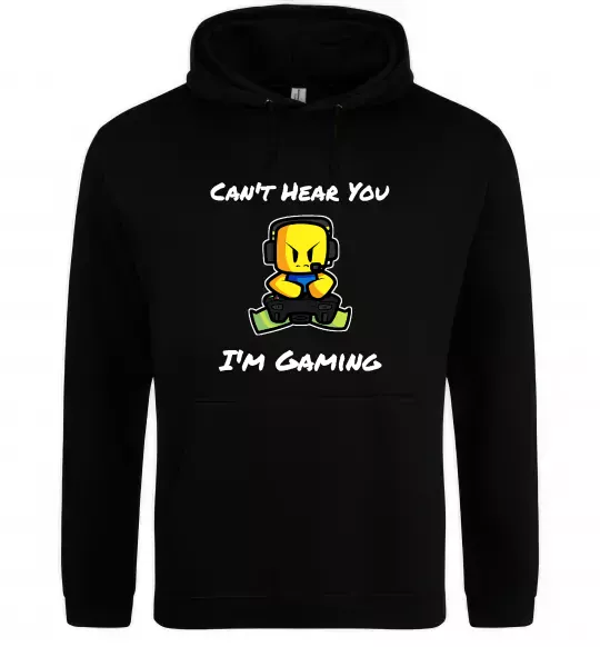 Чоловіча толстовка (худі) Can`t hear you Чорний фото