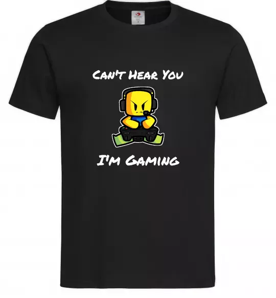 Чоловіча футболка Can`t hear you Чорний фото