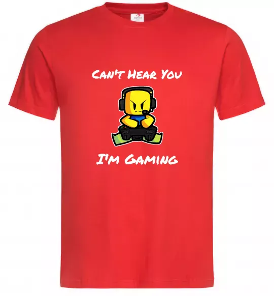 Чоловіча футболка Can`t hear you Червоний фото