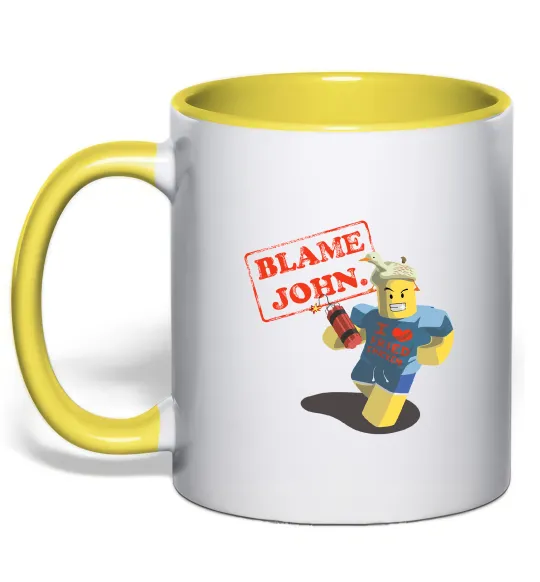 Чашка с цветной ручкой Blame John Лимонный фото