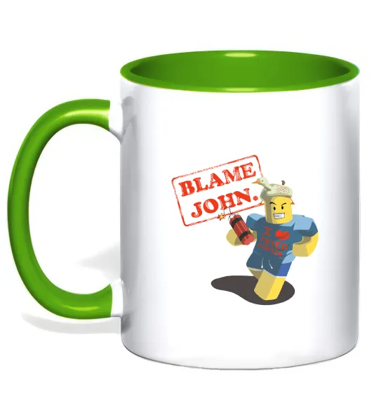 Чашка с цветной ручкой Blame John Лаймовый фото