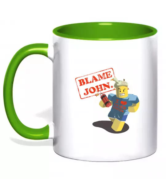 Чашка з кольоровою ручкою Blame John Зелений фото
